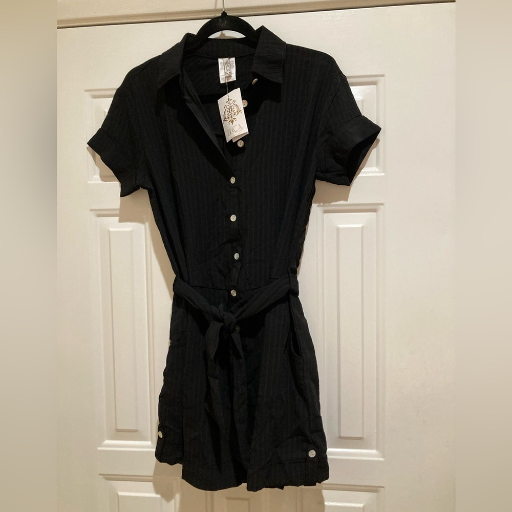 Becca Black Button-Up romper cover up